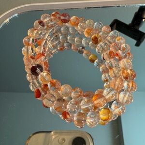 Natural red gum flower crystal bracelet, multi-circle bracelet